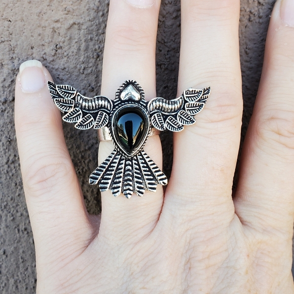New Black Onyx 925 Silver Mystic Ring. - Picture 10 of 11